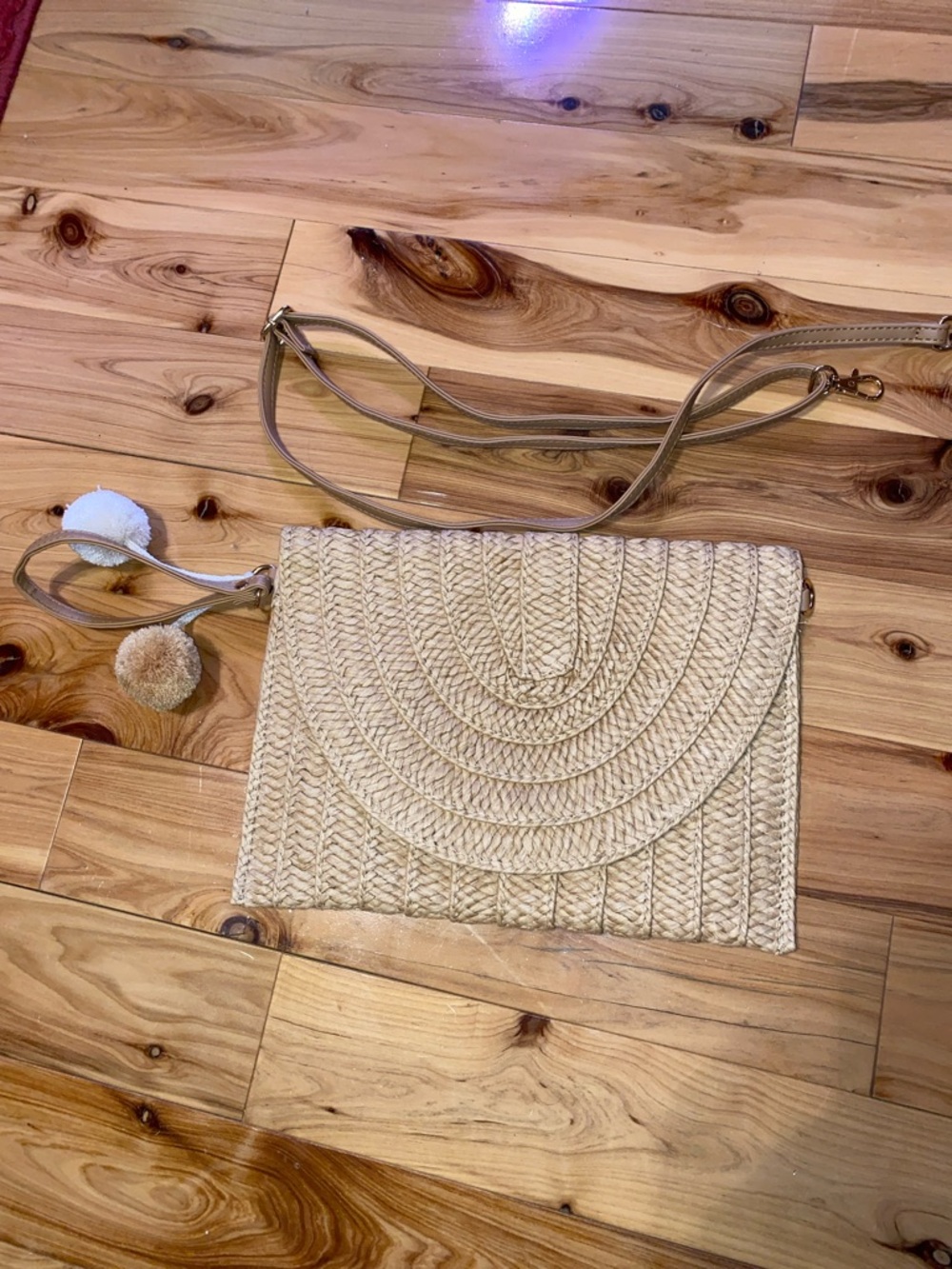 Woven Straw Envelope Clutch/Crossbody Bag in Natural Cream